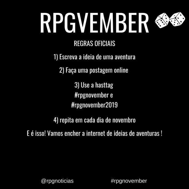 RPGNOVEMBER 2019 - Regras